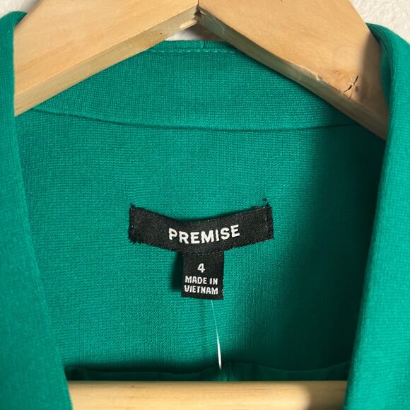 Premise Pop Green Ponte Knit Solid Open Front Jacket Size 4 - Picture 8 of 9